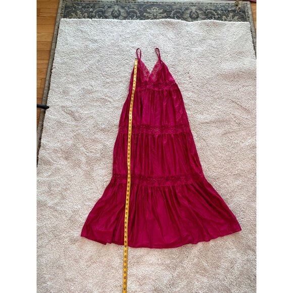 Berrette New York Night Gown Womans M Red Lingerie Lace V Neck Vintage - Picture 5 of 8